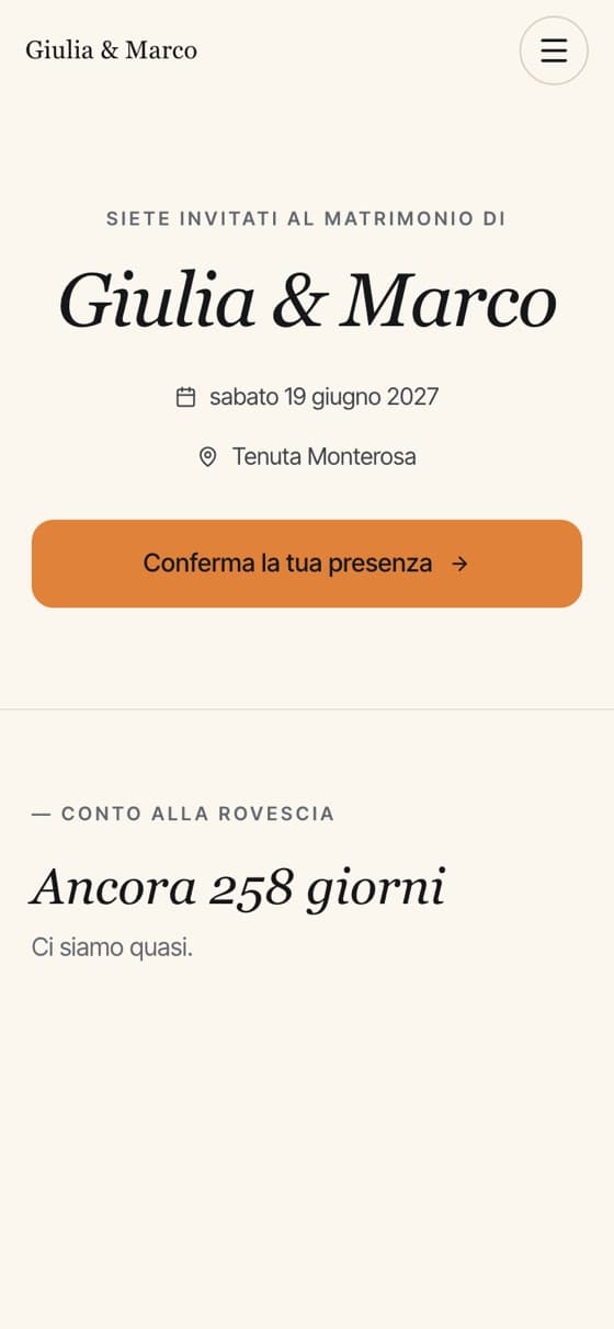 Mini-sito degli sposi in MyWedding Pro